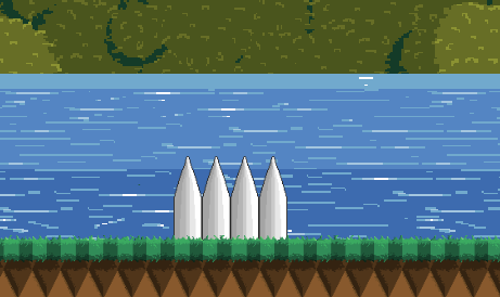grey spikes on blue water